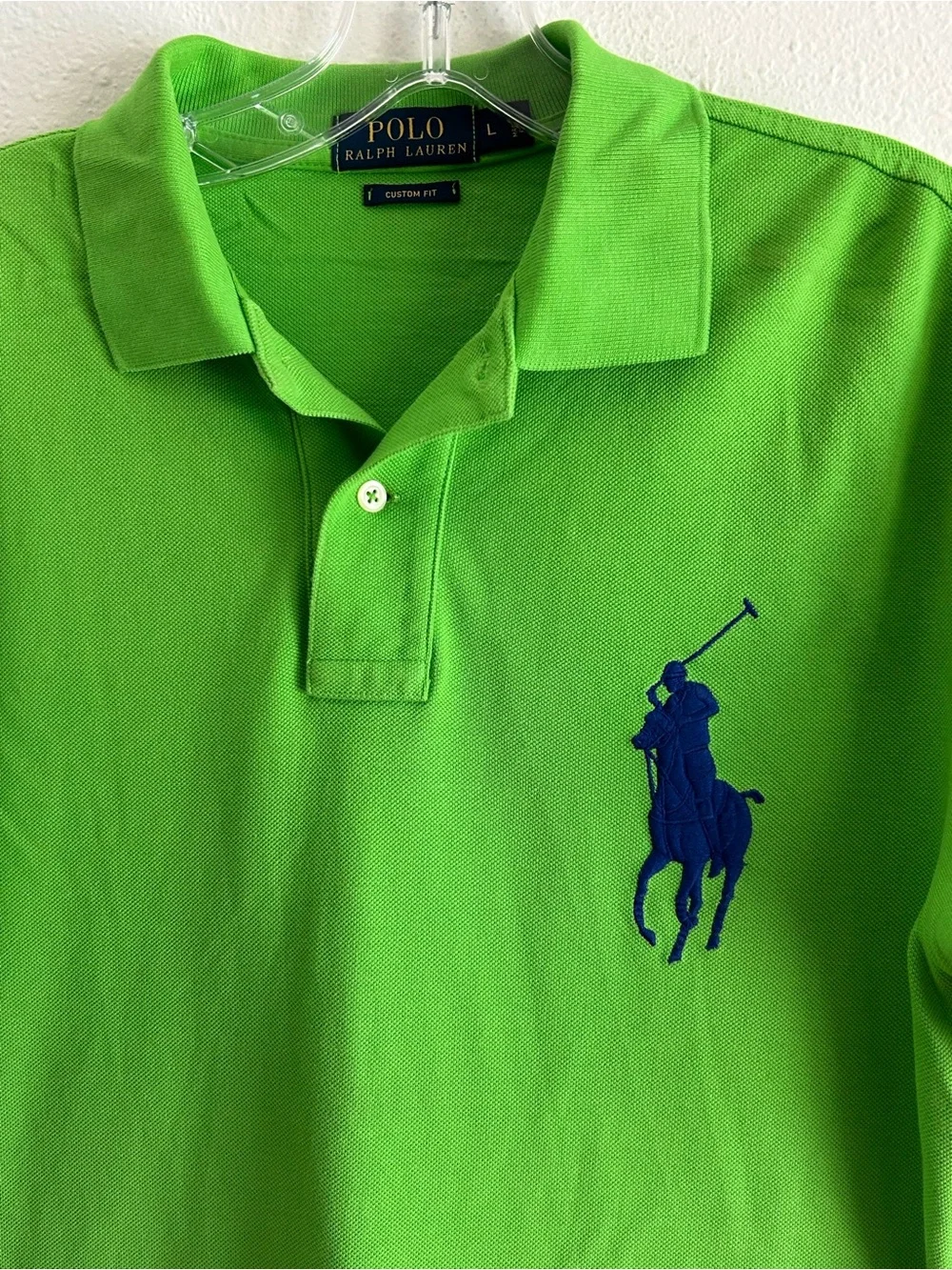 Polo Ralph Lauren Polo Shirt Men's Size L Green Custom Fit Big Pony